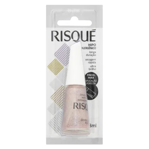 Esmalte Glitter Granulado Rosé Risqué Efeitos 8ml