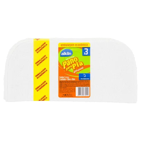 Pano para Pia 28cm x 30cm Alklin 3 Unidades Embalagem Econômica