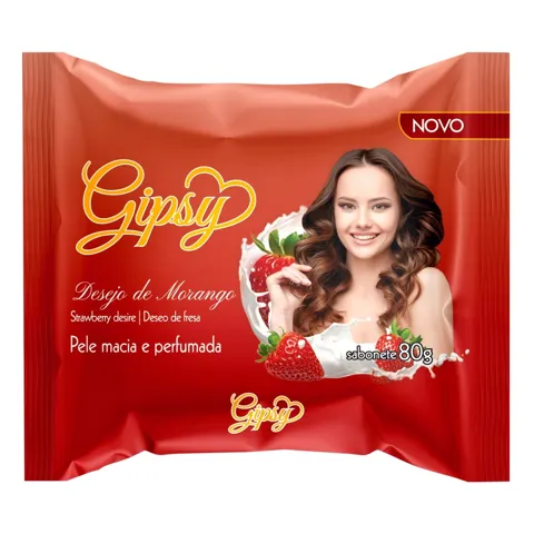 Sabonete Barra Desejo de Morango Gipsy Flow Pack 80g