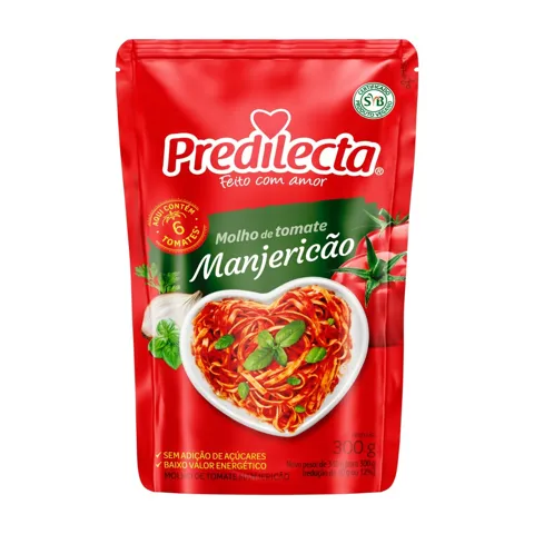 Molho de Tomate com Manjericão Predilecta Sachê 300g