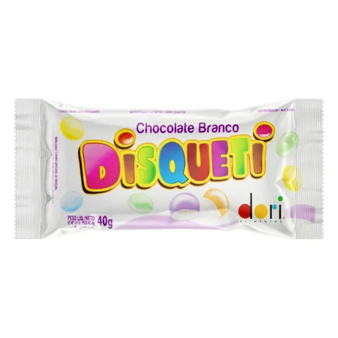 Pastilha de Chocolate Branco Dori Disqueti Pacote 40g