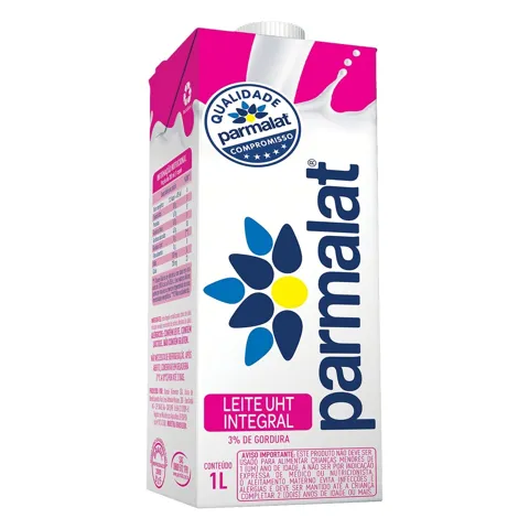 Leite UHT Integral Parmalat Caixa com Tampa 1l