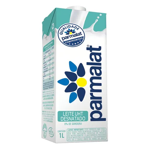Leite UHT Desnatado Parmalat Caixa com Tampa 1l
