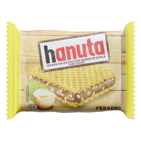 Wafer Recheio Creme de Avelã com Cacau Hanuta Pacote 22g