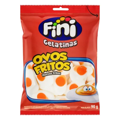 Bala de Gelatina Tutti Frutti Ovos Fritos Fini Pacote 90g