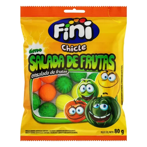 Chiclete Ácido Salada de Frutas Fini Pacote 80g