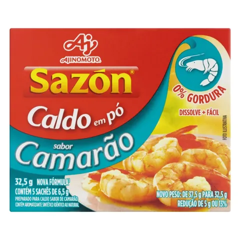 Caldo Pó Camarão Sazón Caixa 32,5g 5 Unidades