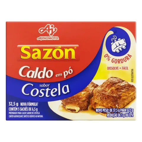 Caldo Pó Costela Sazón Caixa 32,5g 5 Unidades