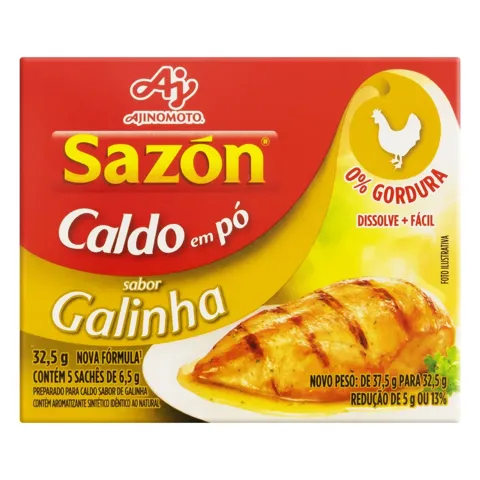 Caldo Pó Galinha Sazón Caixa 32,5g 5 Unidades