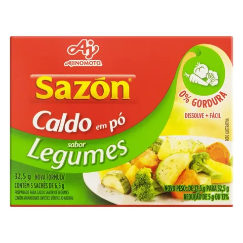 Caldo Pó Legumes Sazón Caixa 32,5g 5 Unidades