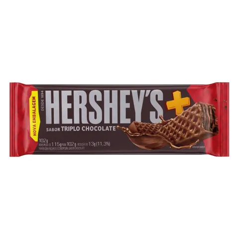 Wafer Recheio e Cobertura Triplo Chocolate Hershey's Mais Pacote 102g
