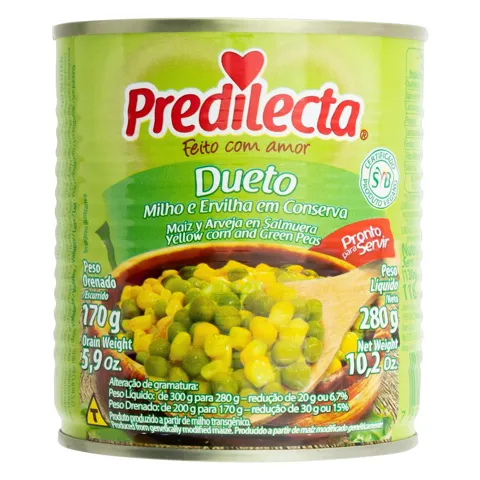 Ervilha e Milho Verde em Conserva Dueto Predilecta Lata 170g