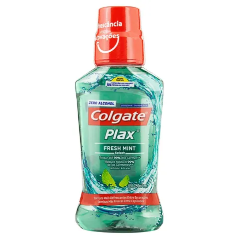 Enxaguante Bucal Zero Álcool Fresh Mint Colgate Plax Frasco 250ml