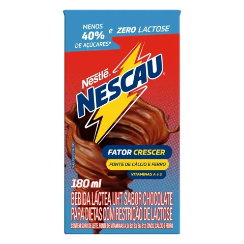 Bebida Láctea UHT Chocolate Zero Lactose Nescau Caixa 180ml