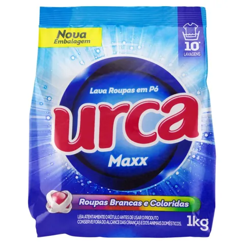 Lava-Roupas em Pó Roupas Brancas e Coloridas Urca Maxx Pacote 800g