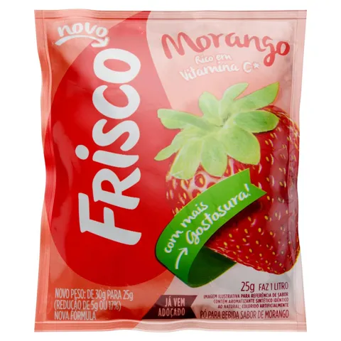 Refresco em Pó Morango Frisco Pacote 25g