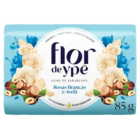 Sabonete Barra Rosas Brancas e Avelã Flor de Ypê Envoltório 85g