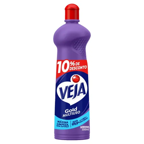 Limpador Multiuso com Álcool Lavanda Veja Gold Squeeze 500ml Grátis 10% de Desconto