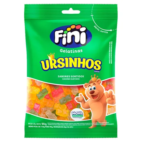 Bala de Gelatina Sortida Ursinhos Fini Pacote 90g