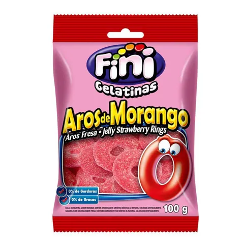 Bala Fini 100G Jelly Strawberry Bings Aros De Morrango