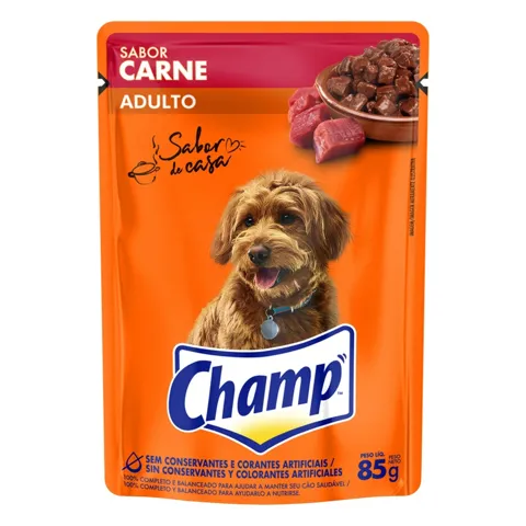 Alimento para Cães Adultos Carne Champ Sabor de Casa Sachê 85g