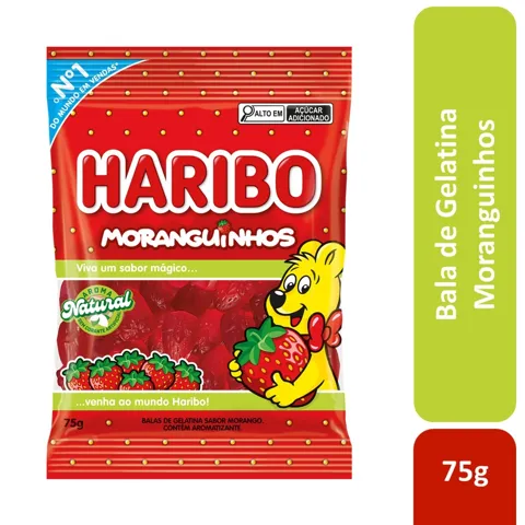 Bala de Gelatina Moranguinhos Haribo Pacote 75g