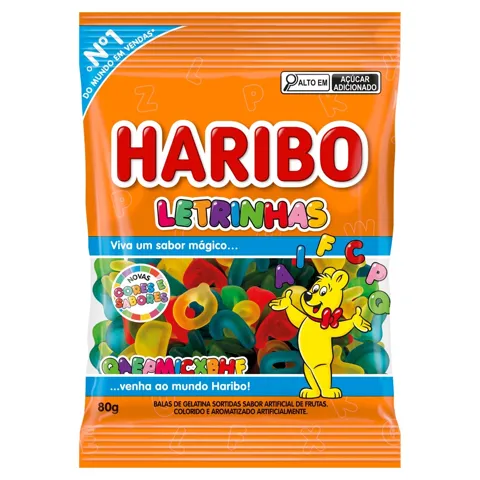 Bala de Gelatina Frutas Letrinhas Haribo Pacote 80g