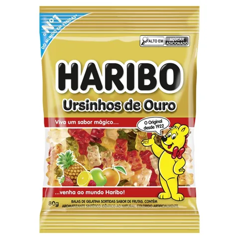 Bala de Gelatina Frutas Ursinhos de Ouro Haribo Pacote 80g
