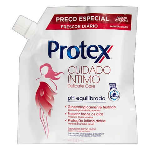 Sabonete Líquido Íntimo Delicate Care Protex Cuidado Íntimo Sachê 140ml Refil