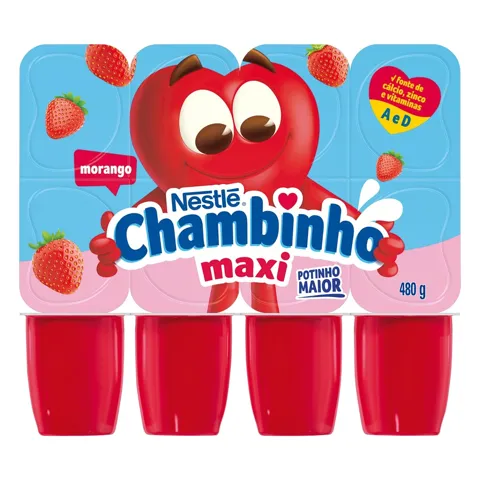 Queijo Petit Suisse Morango Chambinho Maxi Bandeja 480g 8 Unidades