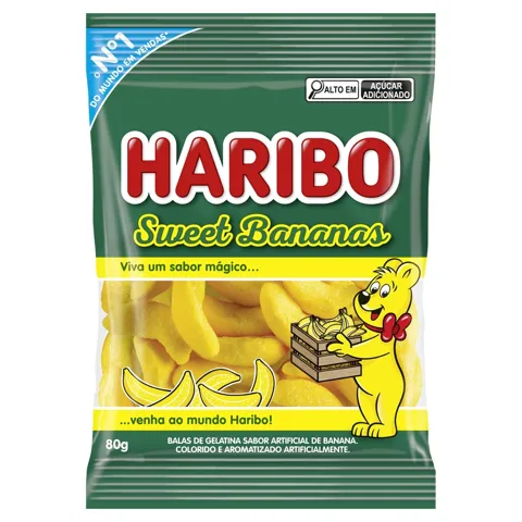 Bala de Gelatina Sweet Bananas Haribo Pacote 80g