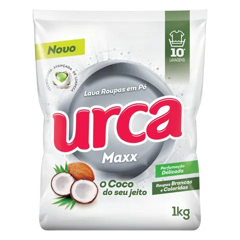 Lava-Roupas em Pó Roupas Brancas e Coloridas Coco Urca Maxx Pacote 800g
