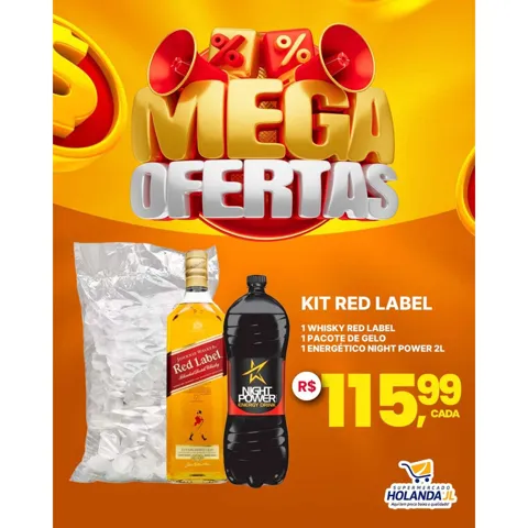 Kit Whisky Red Label + Gelo 3k + Energetico 2L