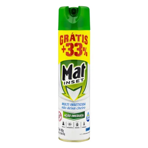Multi-Inseticida Aerossol Ação Imediata Base Água sem Cheiro Mat Inset Frasco 360ml Grátis 33%