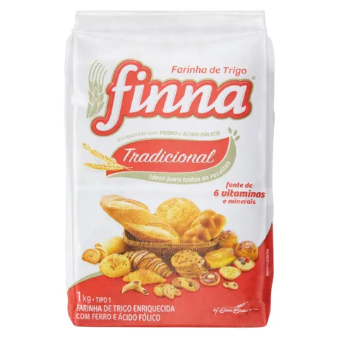 Farinha de Trigo Tipo 1 SEM FERMENTO Finna Pacote 1kg