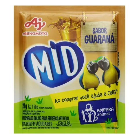 Refresco em Pó Guaraná Mid Pacote 20g