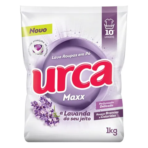 Lava-Roupas em Pó Roupas Brancas e Coloridas Lavanda Urca Maxx Pacote 800g