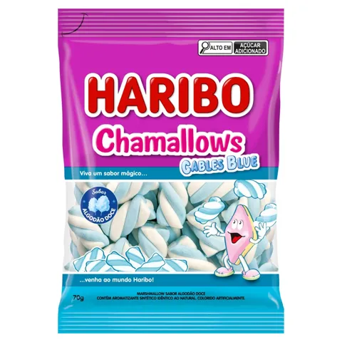 Marshmallow Algodão-Doce Cables Blue Haribo Chamallows Pacote 70g