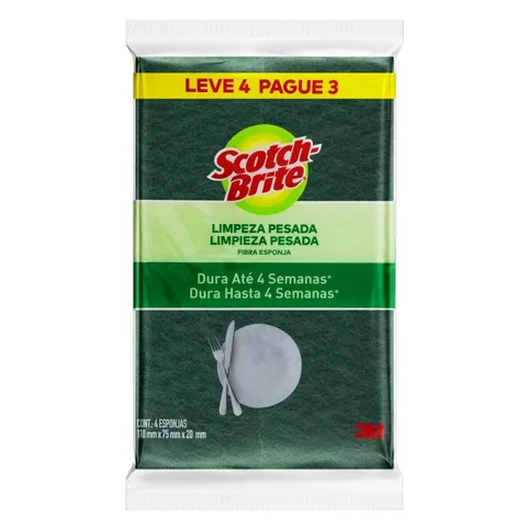 Esponja Limpeza Pesada Scotch-Brite Leve 4 Pague 3 Unidades