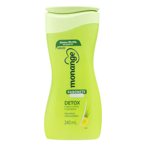 Sabonete Líquido Capim-Limão & Gengibre Monange Detox Frasco 240ml
