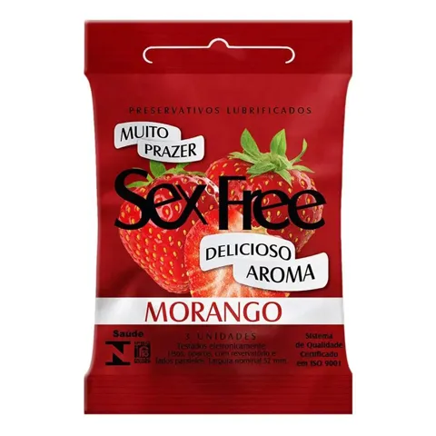 Preservativo Sex Free Morango 3Un