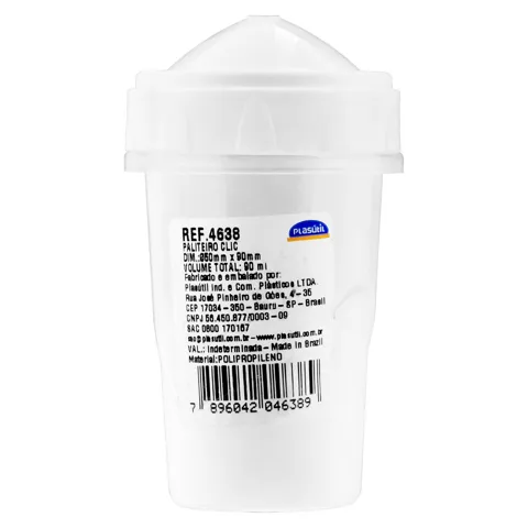 Paliteiro Branco Plástico 90ml Plasútil Clic