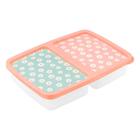 Pote Plástico Retangular Camomila 2 Divisórias 1,1l Plasútil Decora