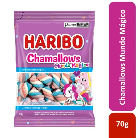 Marshmallow Tutti Frutti Mundo Mágico Haribo Chamallows Pacote 70g