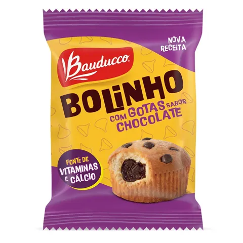 Bolinho Recheio Gotas de Chocolate Bauducco Pacote 40g