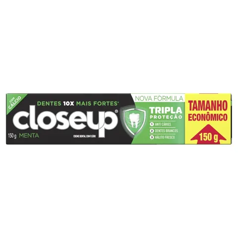 Creme Dental Menta Closeup Tripla Proteção Caixa 150g Tamanho Econômico