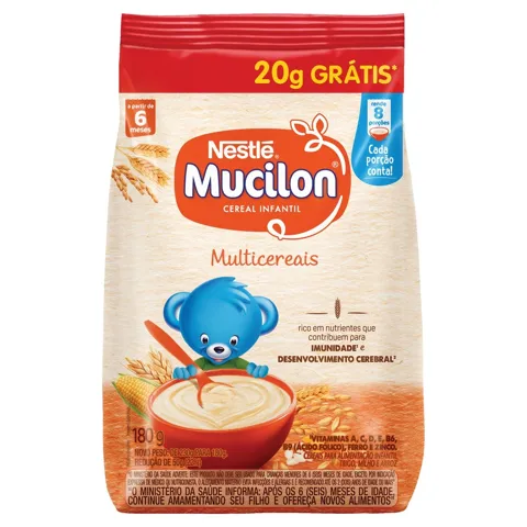 Cereal Infantil Multicereais Mucilon Pacote 180g Grátis 20g