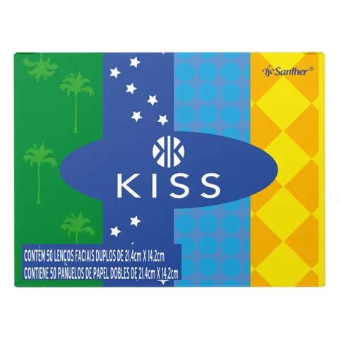 Lenço de Papel Folha Dupla Kiss Caixa 50 Unidades