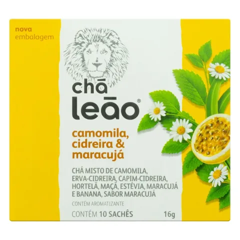 Chá Camomila, Cidreira & Maracujá Chá Leão Caixa 16g 10 Unidades
