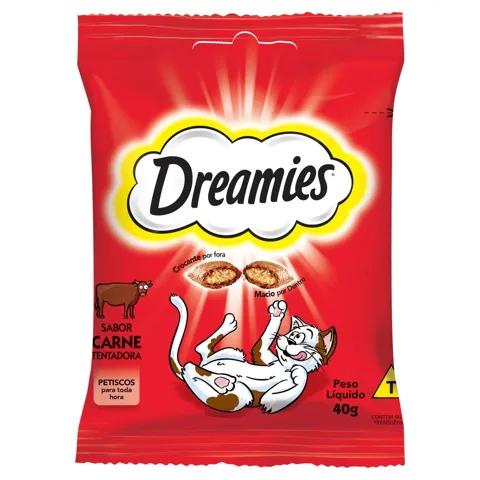 Petisco para Gatos Adultos Carne Dreamies Pacote 40g
